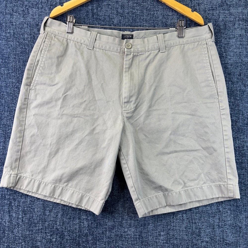 J.Crew Gramercy Shorts Mens 38 Gray Cotton Blend Regular Fit Chino Flat Front